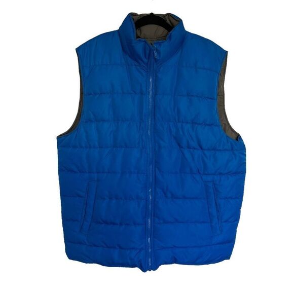 Gap Men's Mock Neck Reversible Puffer Vest Blue XL - Picture 1 of 4